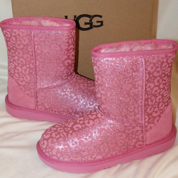 NIB UGG WOMEN'S PINK METALLIC LEOPARD‎ BOOTS 6 - Picture 1 of 10